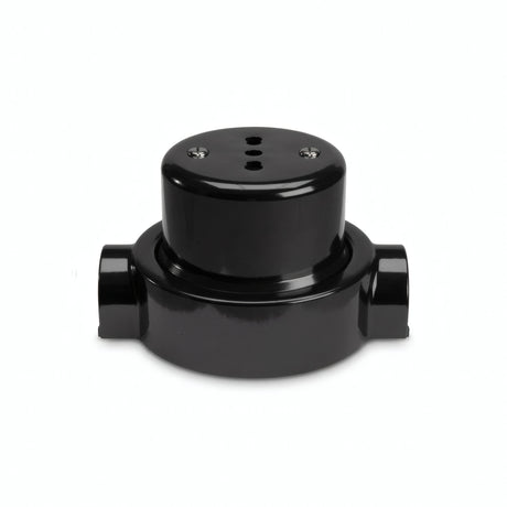 Porcelain wall socket and base kit — Italian 2P+T 10/16 A / Black / 2 conduit entries in line