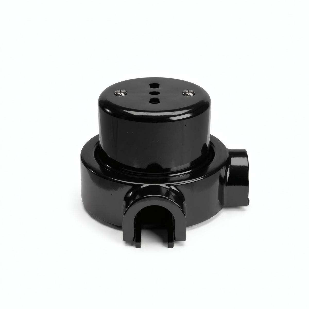 Porcelain wall socket and base kit — Italian 2P+T 10/16 A / Black / 2 conduit entries