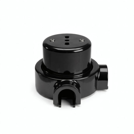 Porcelain wall socket and base kit — Italian 2P+T 10/16 A / Black / 2 conduit entries