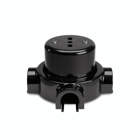 Porcelain wall socket and base kit — Italian 2P+T 10/16 A / Black / 3 conduit entries