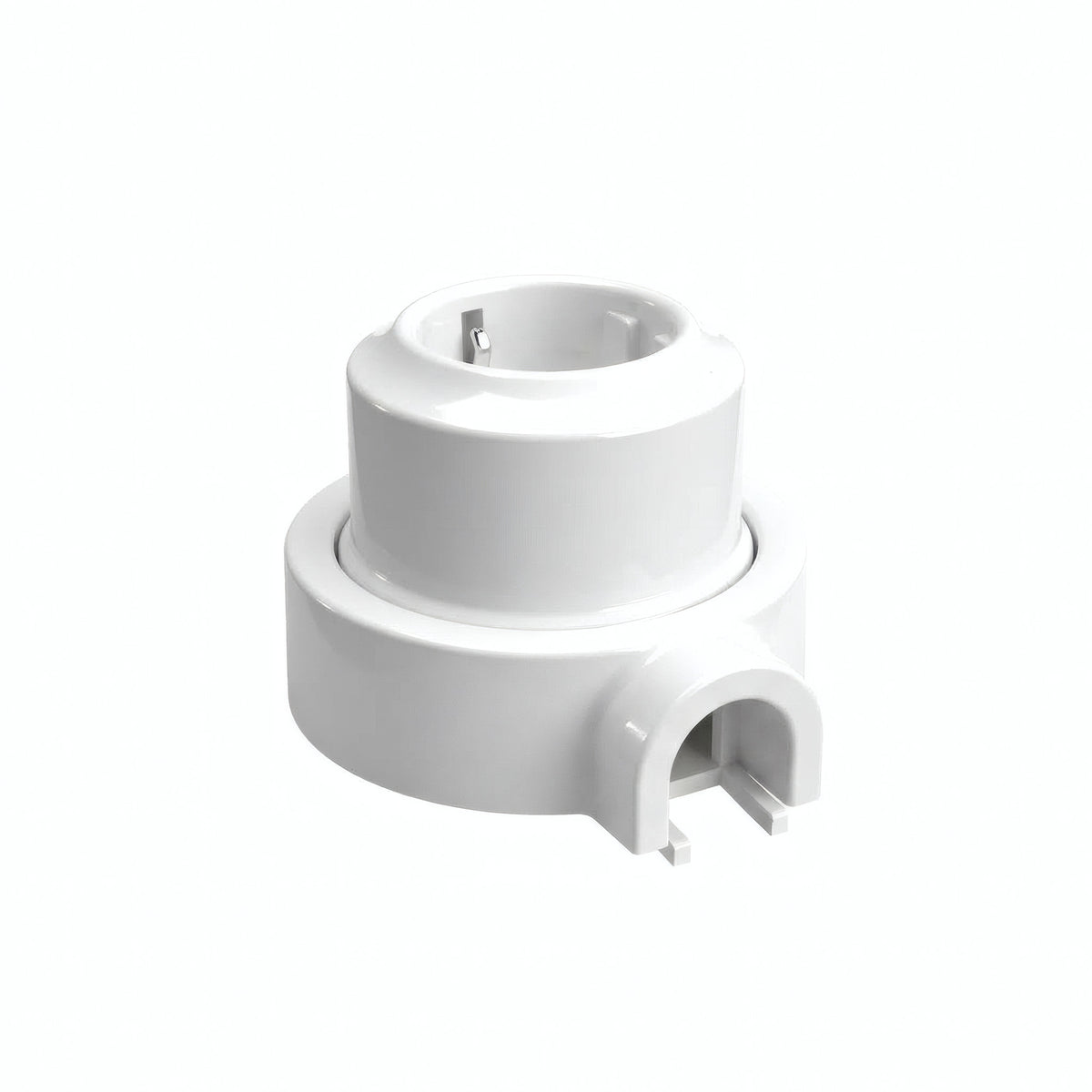 Porcelain wall socket and base kit — Schuko 2P+T 16 A / White / 1 conduit entry
