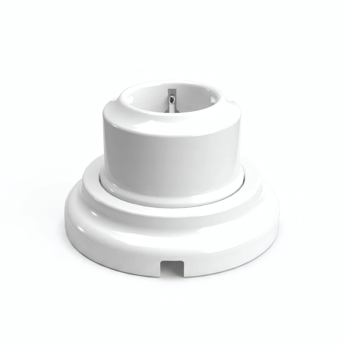 Porcelain wall socket and base kit — Schuko 2P+T 16 A / White / Flat Ø 100 mm
