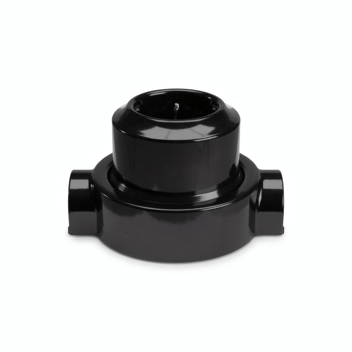 Porcelain wall socket and base kit — Schuko 2P+T 16 A / Black / 2 conduit entries in line