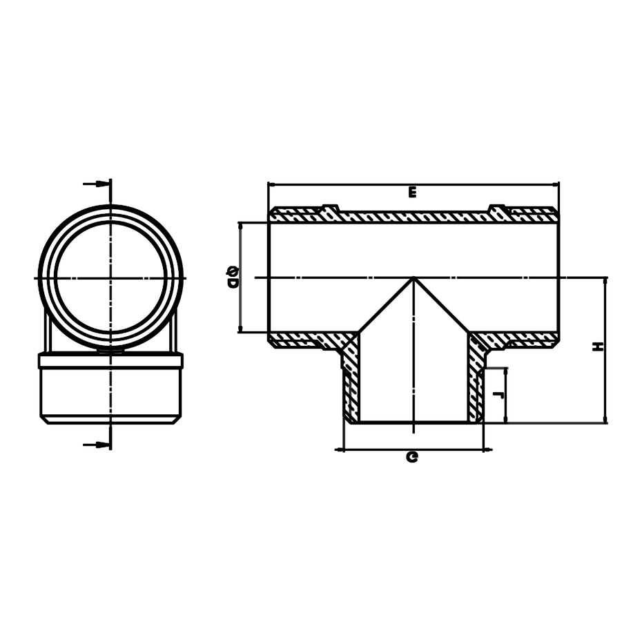 Dimensioned technical drawing: brass equal tee M/M/M (ref. 1131)