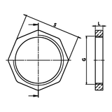Dimensioned technical drawing: brass lock nut (ref. 1613)