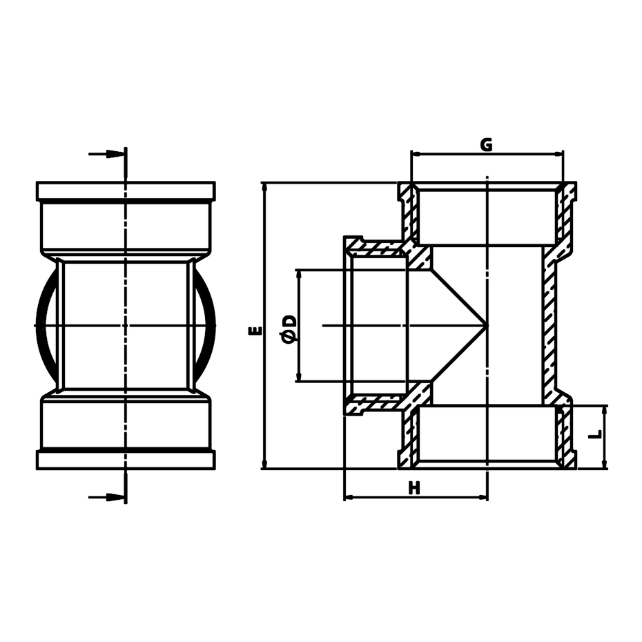 Dimensioned technical drawing: brass equal tee F/F/F (ref. 2130)