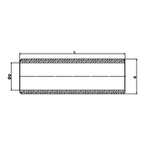 Dimensioned technical drawing: brass threaded wall-through pipe (ref. 2310)