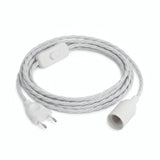 Twisted fabric cable pendant light, optical white cotton, E14 socket