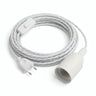 Twisted fabric cable pendant light, optical white cotton, E27 socket