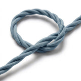 Close-up of the twisted fabric cable, ocean blue cotton