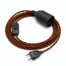 Twisted fabric cable pendant light, cinnamon brown cotton, E27 socket