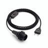 Twisted fabric cable pendant light, charcoal black cotton, E14 socket with shade rings