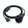 Twisted fabric cable pendant light, charcoal black cotton, E27 socket with shade rings