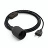 Twisted fabric cable pendant light, charcoal black cotton, E27 socket