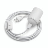 Plain fabric cable pendant light, optical white cotton, E27 socket