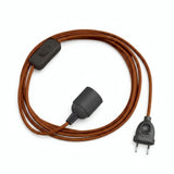 Plain fabric cable pendant light, cinnamon brown cotton, E27 socket