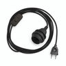 Plain fabric cable pendant light, charcoal black cotton, E27 socket with shade rings