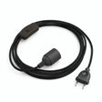Plain fabric cable pendant light, charcoal black cotton, E27 socket