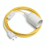 Plain fabric cable pendant light, corn yellow silk effect, E27 socket