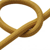 Close-up of the plain fabric cable, mustard yellow silk effect