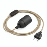 Plain fabric cable pendant light, natural jute, E27 socket