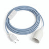 Zigzag fabric cable pendant light, steward blue and beige cotton-linen, E27 socket