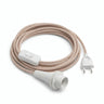 Zigzag fabric cable pendant light, antique pink and beige cotton-linen, E14 socket with shade rings