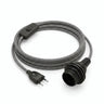 Zigzag fabric cable pendant light, charcoal black and optical white silk effect, E27 socket with shade rings