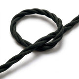 Close-up of the black twisted fabric cable