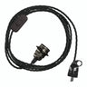 Twisted fabric cable pendant light, metal socket in black pearl, Schuko plug