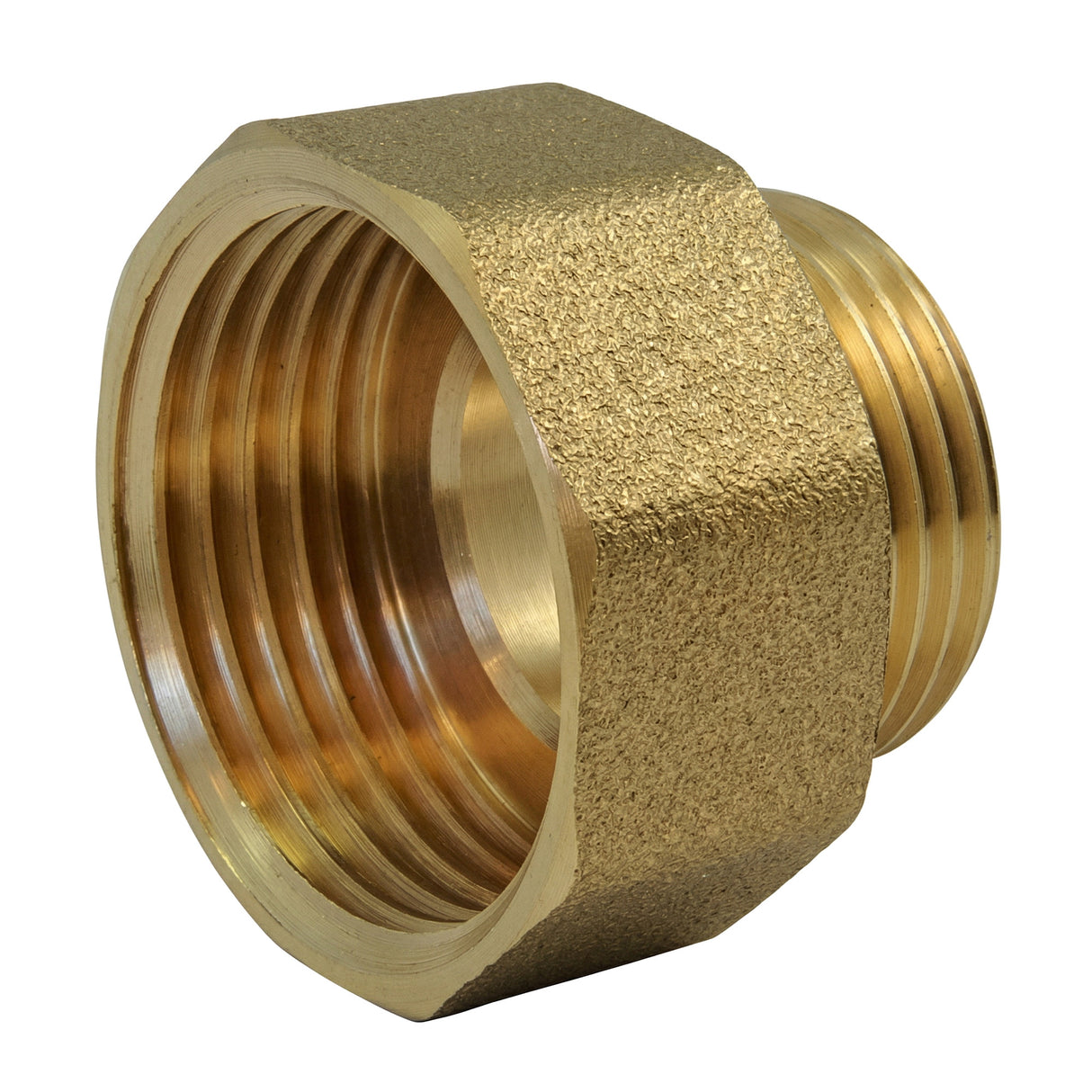 Reduced female-male nipple in CW617N brass BSP - 3/4 isometric view
