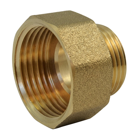 Reduced female-male nipple in CW617N brass BSP - 3/4 isometric view