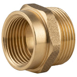Male-female reduced nipple in CW617N brass BSP - front view