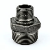 Reducing nipple in black cast iron - product photo on white background 1