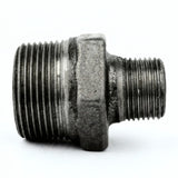 Reducing nipple in black cast iron - product photo on white background 2