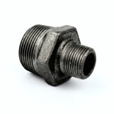 Reducing nipple in black cast iron - product photo on white background 4