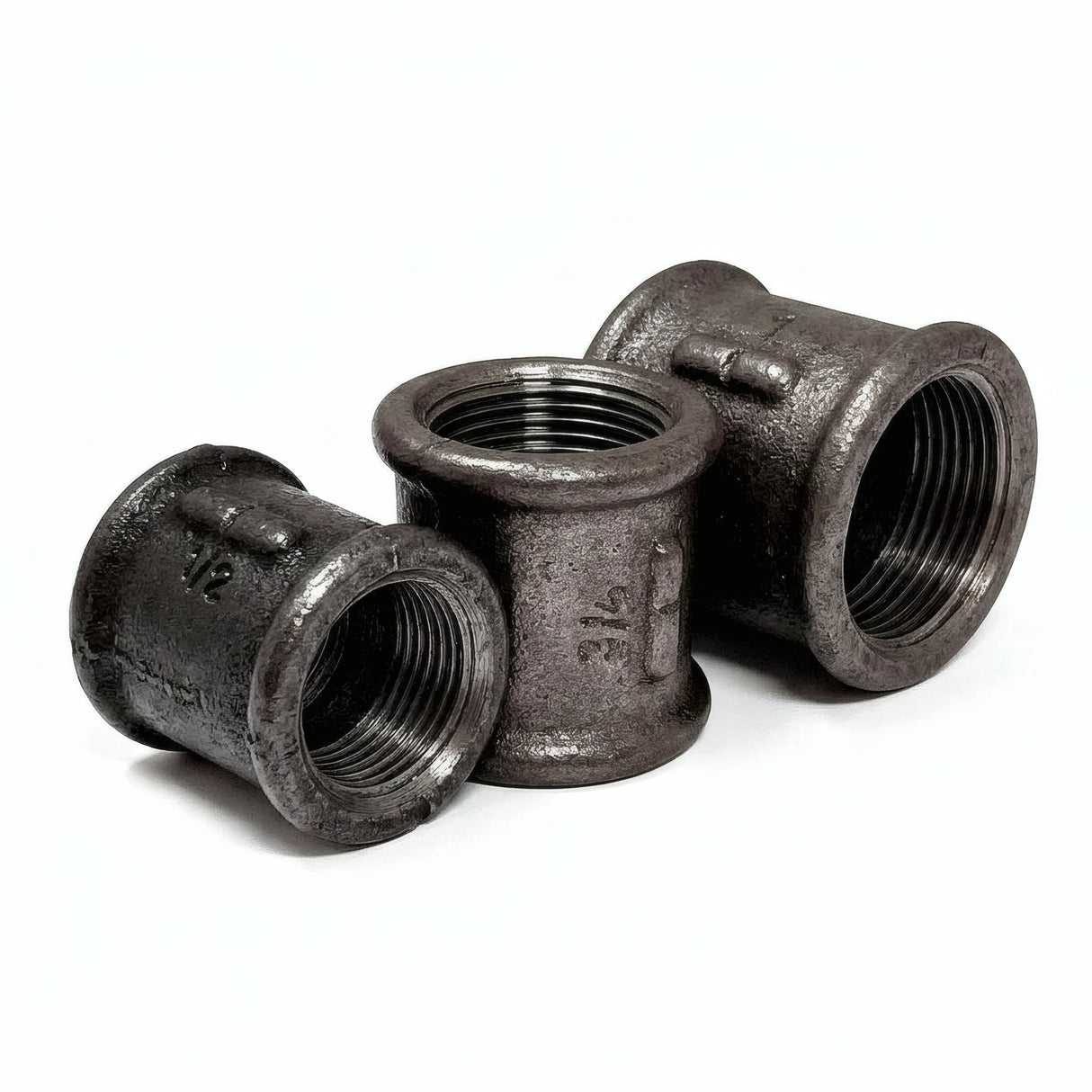 Right/left-hand coupling F/F in black cast iron - product photo on white background 6