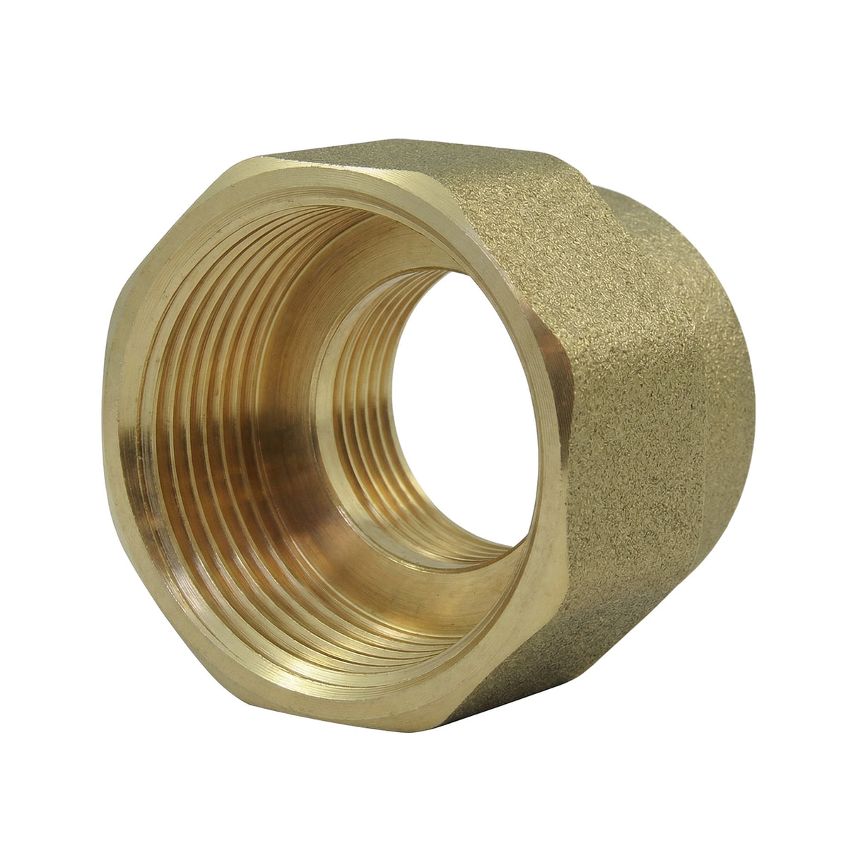 Female-to-female reduced brass CW617N BSP coupling - side view