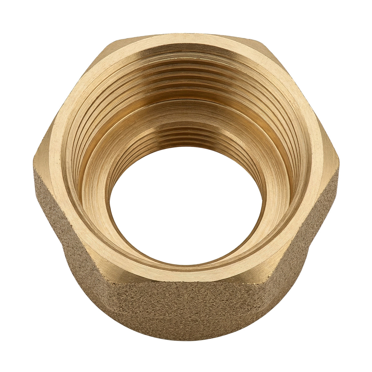Female-female reduced brass CW617N BSP coupling - top view