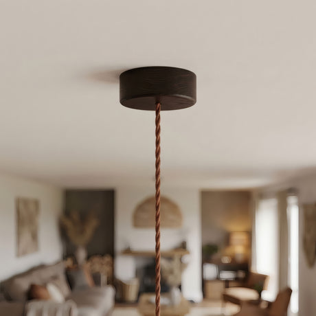 Mini cylindrical wooden ceiling rose, Ø 88 mm — 1 central hole / Wenge effect