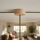 Mini cylindrical wooden ceiling rose, Ø 88 mm — 1 central hole and 2 side holes / Natural