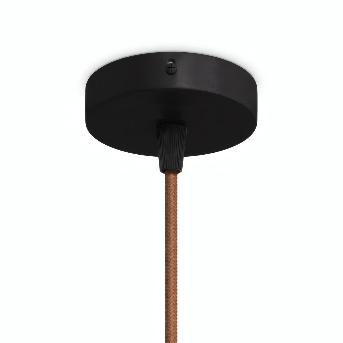 Mini cylindrical metal ceiling rose, Ø 83 mm — 1 central hole / Conical thermoplastic / Black