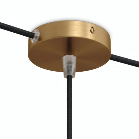 Mini cylindrical metal ceiling rose, Ø 83 mm — 1 central hole and 2 side holes / Conical thermoplastic / Satin bronze