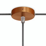 Mini cylindrical metal ceiling rose, Ø 83 mm — 1 central hole and 2 side holes / Conical thermoplastic / Satin copper