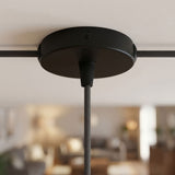 Mini cylindrical metal ceiling rose, Ø 83 mm — 1 central hole and 2 side holes / Conical thermoplastic / Black