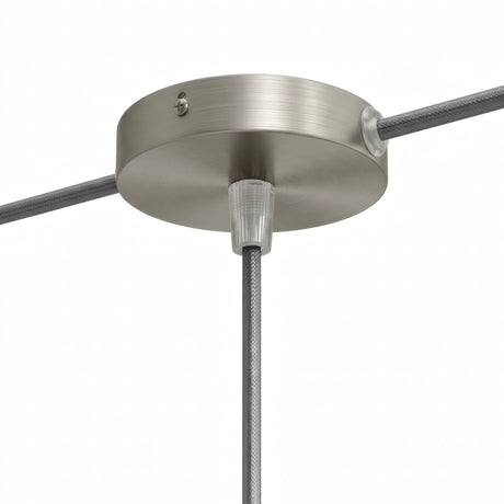 Mini cylindrical metal ceiling rose, Ø 83 mm — 1 central hole and 2 side holes / Conical thermoplastic / Satin titanium