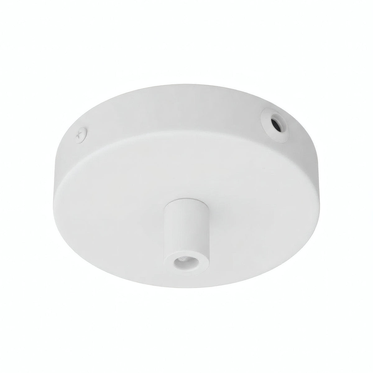 Mini cylindrical metal ceiling rose, Ø 83 mm — 1 central hole and 2 side holes / Cylindrical metal / Matt white