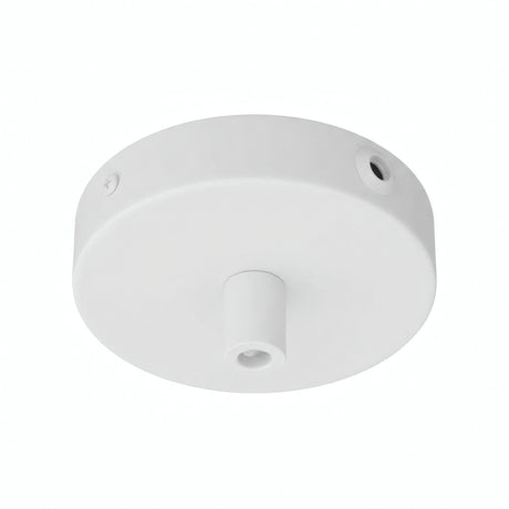 Mini cylindrical metal ceiling rose, Ø 83 mm — 1 central hole and 2 side holes / Cylindrical metal / Matt white