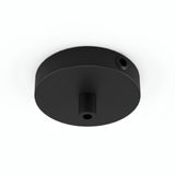 Mini cylindrical metal ceiling rose, Ø 83 mm — 1 central hole and 2 side holes / Cylindrical metal / Black