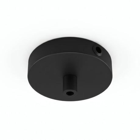 Mini cylindrical metal ceiling rose, Ø 83 mm — 1 central hole and 2 side holes / Cylindrical metal / Black